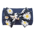 Infant nylon headband with oversized navy blue daisy print knot bow for baby girls - #15 Daisy