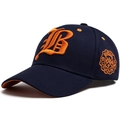 Cappellino da baseball blu navy in cotone con ricamo 3D lettera B e stemma laterale - Blu navy
