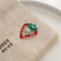 Cute strawberry fruit hair clip with red polka dots and green leaf for girls - Polka Dot Strawberry