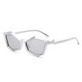 Futuristic silver polygon sunglasses with geometric frame and matte metallic finish - Silver Frame Silver Lens