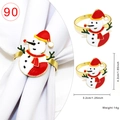 Christmas snowman napkin ring with red hat and scarf detail in gold metal finish - Snowman (90)