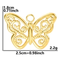 Colgante mariposa de oro de 18k para collares DIY con diseño de filigrana calada - Colgante / Dorado