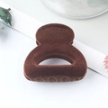 Brown velvet matte hollow semicircle mini hair claw clip for high ponytail hairstyles - Flocked Dark Brown