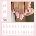 Almond shaped press-on nails with pink gradient and glitter finish, set of 24 pieces - Pink Ombre Glitter Glue Type (W665)