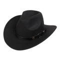 Classic black western cowboy hat in felt with studded leather band and curved brim - M (56-58cm) / Black (170-C)