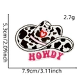 Pink Howdy cowboy hat embroidery patch with cow print and dimensions 7.9x5.3cm - Cow Print Hat Style (11#)