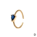 Gold plated beaded band ring with pear-cut deep blue zircon and adjustable open design - Blue Spinel Pear / Adjustable Open
