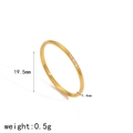 Detailed view of 1.4mm thin gold ring showing 19.5mm diameter and 0.5g weight specs - US 6 / Three Stones Delicate Style (TR4367)