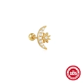 S925 sterling silver gold moon and star stud earring with white cubic zirconia crystals - Star Moon Style (5547009114668)