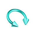 Green horseshoe septum ring with spiked ends in durable stainless steel body jewelry - Green