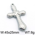 Polished silver titanium steel hip-hop cross pendant with textured finish, size 45x25mm - Style 5 Cross (KLJ5633-Z)