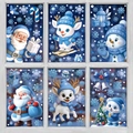 Blue Christmas window clings with Santa Claus, reindeer and snowman decals - 6-Pack Set BQ533+(537-541)