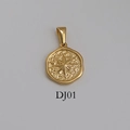 Vintage gouden roestvrijstalen ketting met achthoekige ster reliëf hanger - DJ01-Achtpuntige ster-Goud