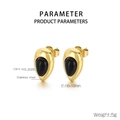 Dettaglio degli orecchini a perno in acciaio inossidabile dorato con occhio di gatto - Stile a Goccia d'Oro (KE114905-K) / Oro