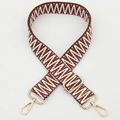 Adjustable brown and white geometric wave pattern woven shoulder strap with gold clips - No.285 Gold Hook