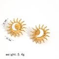 Gold Hollow Out Sun Moon Earrings (TE60185-WT)