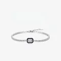 S925 Sterling Silber Tennisarmband mit schwarzer Emaille und rechteckigem Zirkonia - 925er Silber / 925 Sterlingsilber