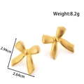 Golden bow stud earrings with vertical texture details, sized 2.94cm x 2.64cm - YE-106-Gold