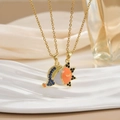 18k gold plated sun and moon matching couple necklaces on white ripple tray - Sun Moon Stitching