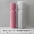 Vertical striped column silicone mold for DIY candles with pink rippled texture finish - Striped Cylinder Mold J-5105