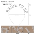 Detailed size specifications for rhinestone Bride To Be headband with 34g weight details - Silver 'BRIDE TO BE' Style (TS-J3269S)