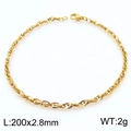 Gold braided stainless steel chain bracelet with 200x2.8mm links for hip hop style - 2.8mm Gold Tone (Rope Chain) / 20cm