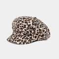 Detailansicht der stilvollen Schirmmütze mit Leopardenmuster im klassischen Retro-Design - Verstellbar / Leopardenmuster Beige
