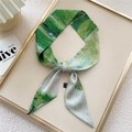 Green oil painting style silk twilly scarf with abstract artistic texture for handbags - 6*100cm / 10 Artistic Green Imprint