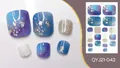 Blue and purple gradient toe nail stickers with silver glitter and star effects - QYJ21-042 (Blue-Purple Gradient/Silver Sequins/White)