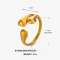 Anello regolabile a goccia d'acqua in acciaio inossidabile dorato, larghezza 1,3 cm - Aperto Regolabile / Anello a goccia dorato