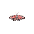 Detailed close-up of a golden butterfly napkin ring with orange and black enamel wings - Orange Black Butterfly