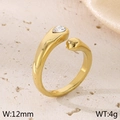 Snake wrap stainless steel ring in gold finish with drop-shaped zircon and 12mm width - US 6 / Gold