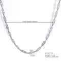 Polished silver stainless steel chain link necklace 450mm length in minimalist style - Rectangular Link (567-05)