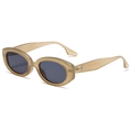 Occhiali da sole ovali rétro con montatura in acetato champagne e lenti grigie - Tè Trasparente / Grigio