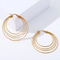 Orecchini a cerchio multistrato color oro con cerchi concentrici stile francese - 50mm / Oro (50mm)