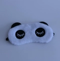 Plush panda sleep mask with soft faux fur and embroidered eyelashes for home travel - Red Panda