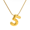Collier doré avec pendentif chiffre 5 style ballon sur chaîne serpent délicate - Chiffre 5 Style Ballon (SP731G-5)