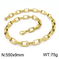 Minimalist gold link chain necklace 550x9mm specifications on white background - Gold Necklace 55cm (KN202966-Z)