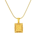 Gold stainless steel necklace with square letter K pendant on a fine snake chain - Letter K