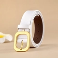 Ceinture élégante en cuir blanc pour femme avec une boucle en métal doré poli - Blanc