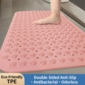 Tappetino da bagno antiscivolo in TPE rosa con trama a ciottoli e fori di drenaggio - 50x80cm / Rosa Fiori di Ciliegio - Modello Comfort