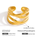 Irregular wide multi-layer open ring in 18K gold plated waterproof stainless steel - Crossover Multilayer (JZ21012) / Gold