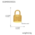Polished 18k gold plated stainless steel padlock pendant with detailed dimensions - Small Padlock Style (D23) / Gold