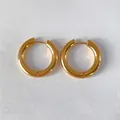 Classic 18K gold plated stainless steel 24mm hoop earrings for women with thick tube design - Gold (NE93147)