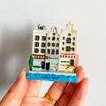 3D resin fridge magnet featuring Dutch canal houses and Holland text souvenir - (36) Amsterdam Holland