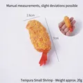 Realistic fried shrimp tempura food pendant with golden breadcrumbs and 7cm size detail - Breaded Tempura Small Shrimp (No Ring)