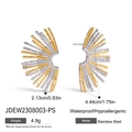 Orecchini a ventaglio bicolore in acciaio inossidabile con dettagli sulle dimensioni - Stile Ventaglio Bicolore Oro-Argento (JDEW2308003-PS) / JDEW2308003-PS