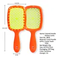 Vented detangling hair brush in sunny orange handle and bright yellow bristles - Orange