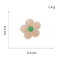 Self-adhesive macaron flower embroidery patch in beige and green, 4.6cm x 4.4cm size - Beige
