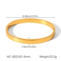 Technische tekening met 6,28 cm diameter voor deze 18K vergulde roestvrijstalen armband - Eenvoudige Gladde Armring (HC-B20142-6mm)
